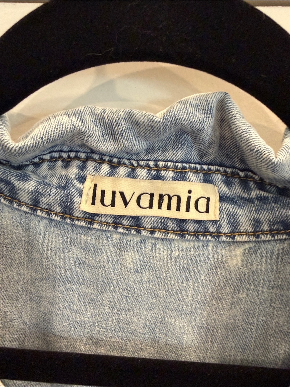 Light Wash Denim Tunic Dress - Casual Short Sleeve - Picture 2 of 3